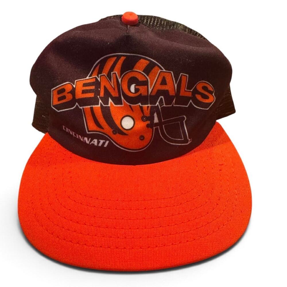 Vintage Cincinnati Bengals Snapback Trucker Hat Black Orange Green Underbrim